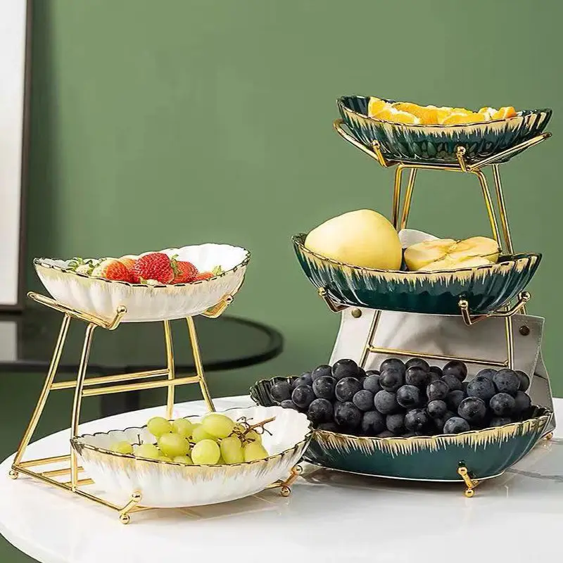 2/3 layer Porcelain Baking Set with Stand Tiered Serving Stand Buffet Server for Food Fruit Plates Tableware Kitchen Items