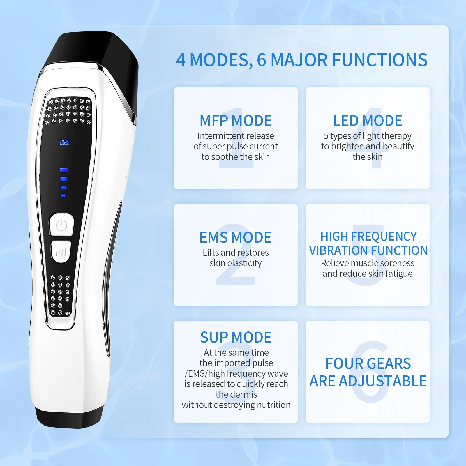 EMS Microcurrent LED Facial Anti-Wrinkle Pulse Beauty Device Neck Lifting Tightening Face Slimming Double Chin Edema Remover