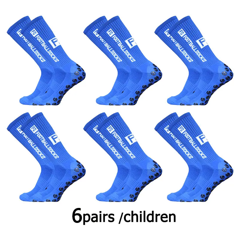 6 pairs 34-39 children breathable sports soccer socks square silicone non-slip grip football socks calcetines hombre