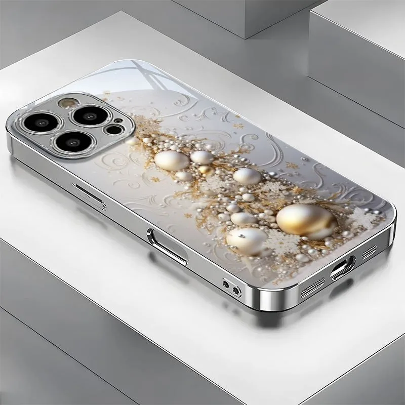 Creative Christmas Tree Pattern Electroplate Phone Case For Samsung Galaxy S23 S24 S25 S26 Ultra Plus FE Tempered Glass Cover