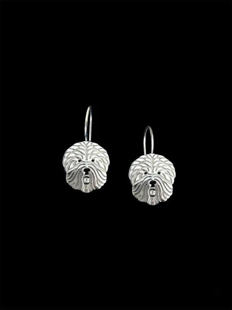 Trendy Old English Sheepdog Drop Earrings