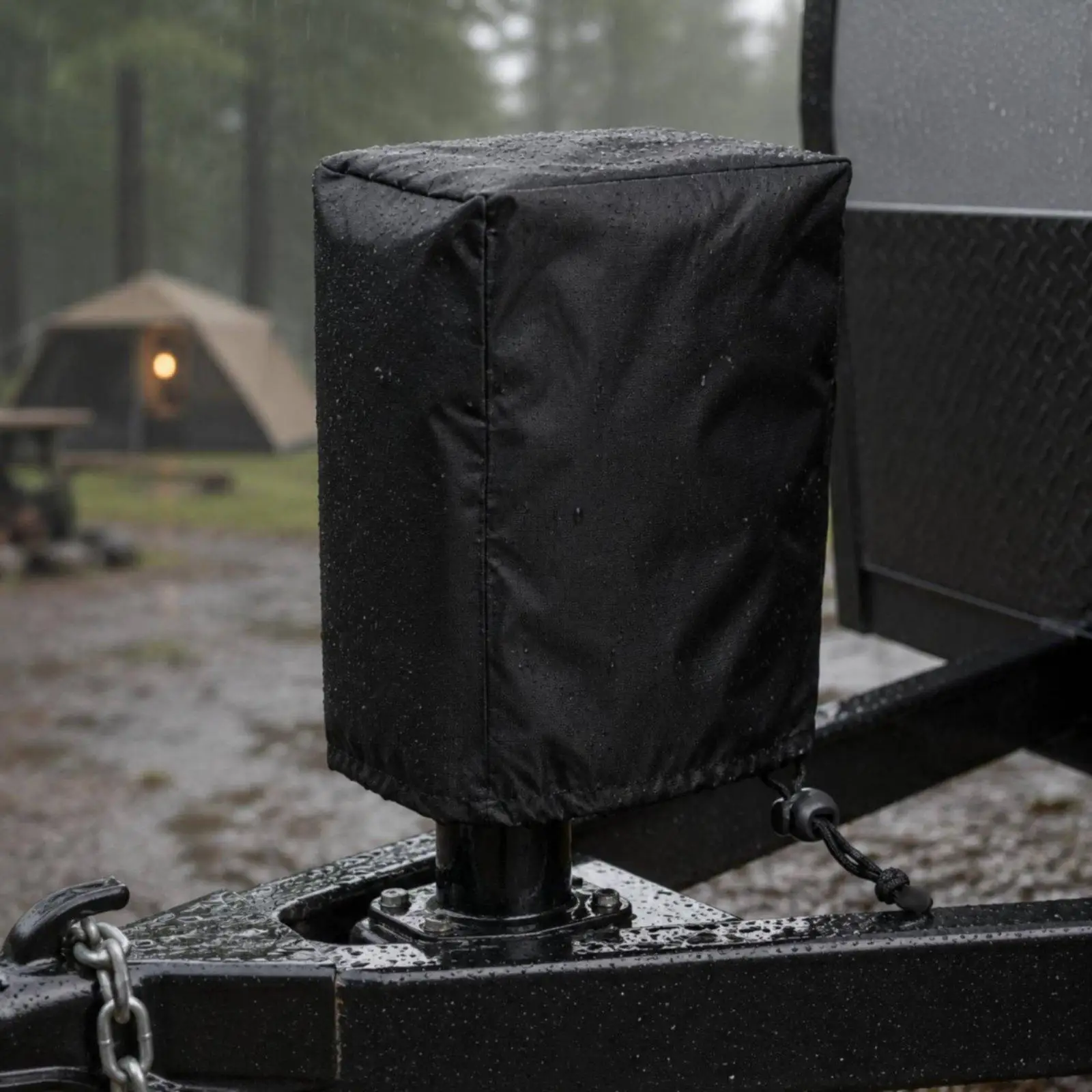 Heavy Duty Trailer Jack Cover Adjustable Drawstring Weather Resistant Protector for RV Camper Towing Accessory