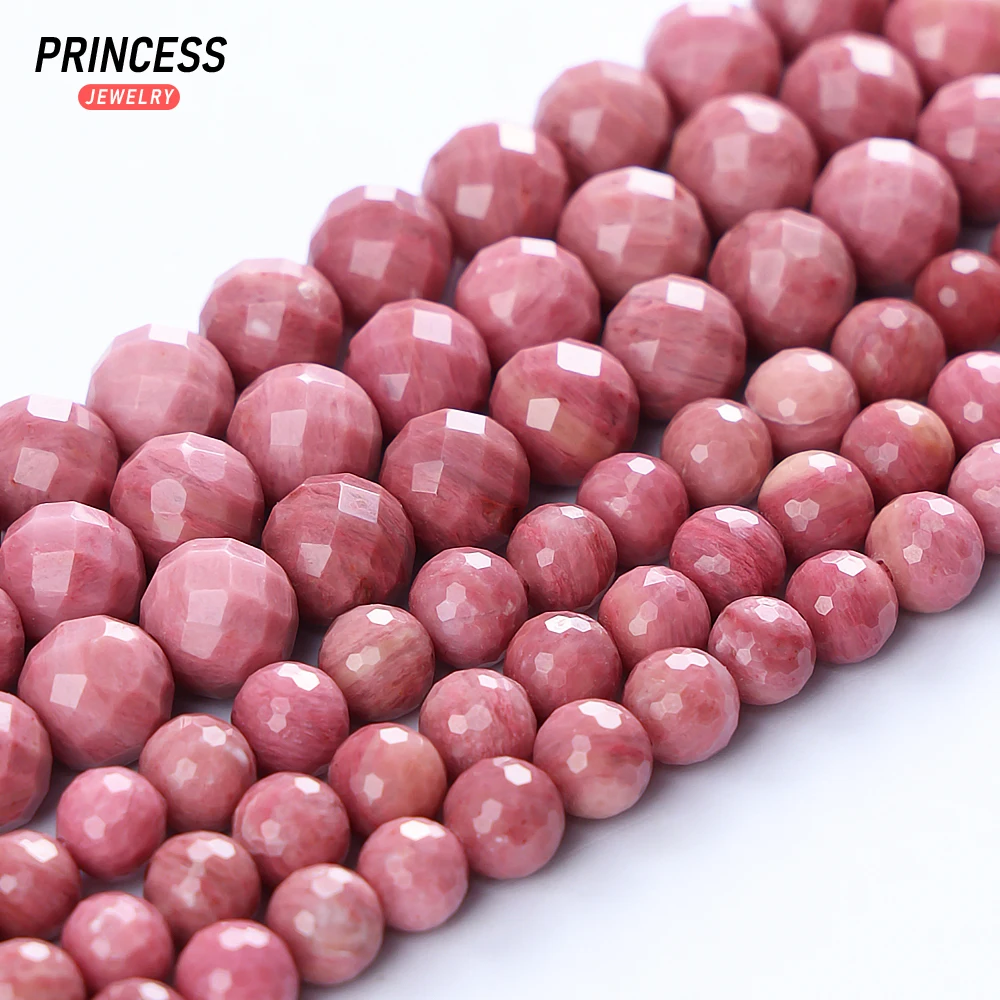 A++ Natural Red Rhodonite Faceted Round Beads for Jewelry Making Bracelet Necklace DIY Accessories 4 6 8 10mm Wholesale