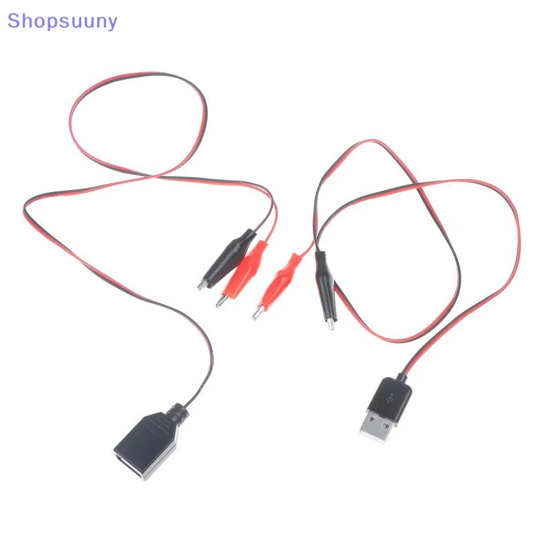 [SU]55CM Clamp To USB Male And Female Socket Test Leads Connector Alligator Test Clips Power Cable Power Supply Adapter Wire[SU]