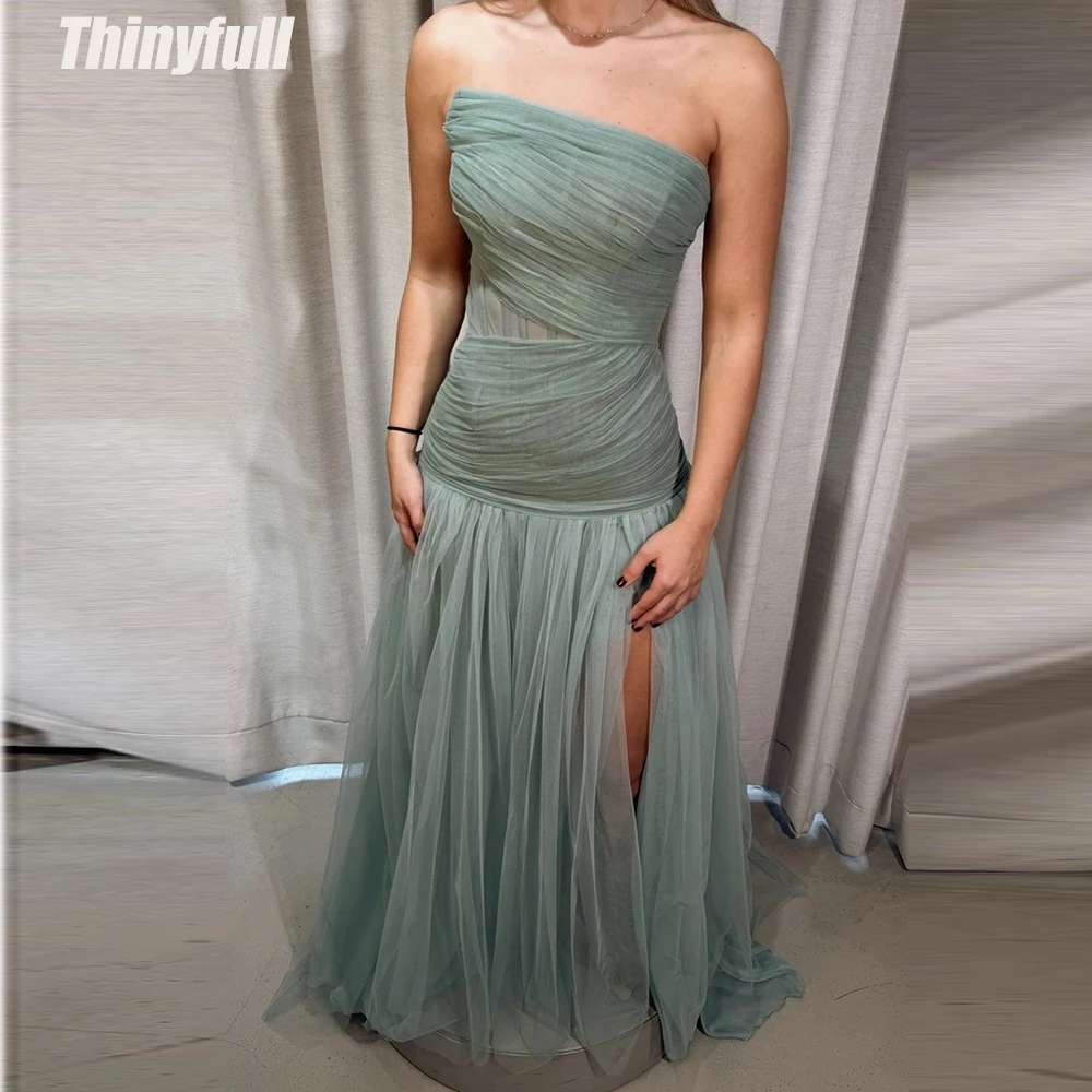 

Thinyfull Mermaid Tulle Prom Dresses Sleeveless Evening Party Dress 2026 Long Formal Occasion Gown robes de soirée Customized