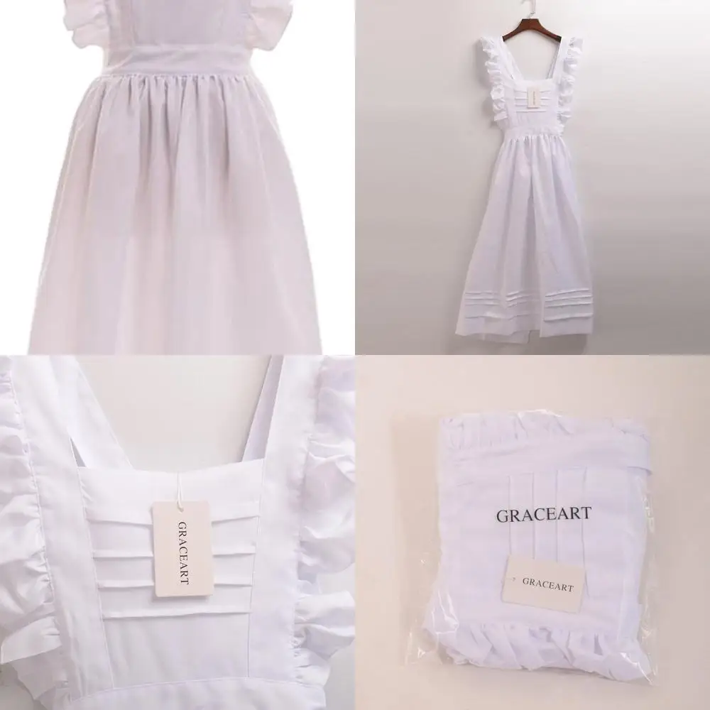 

Victorian-Style Maid Pinafore & Bonnet Set, Traditional Colonial Prairie Apron