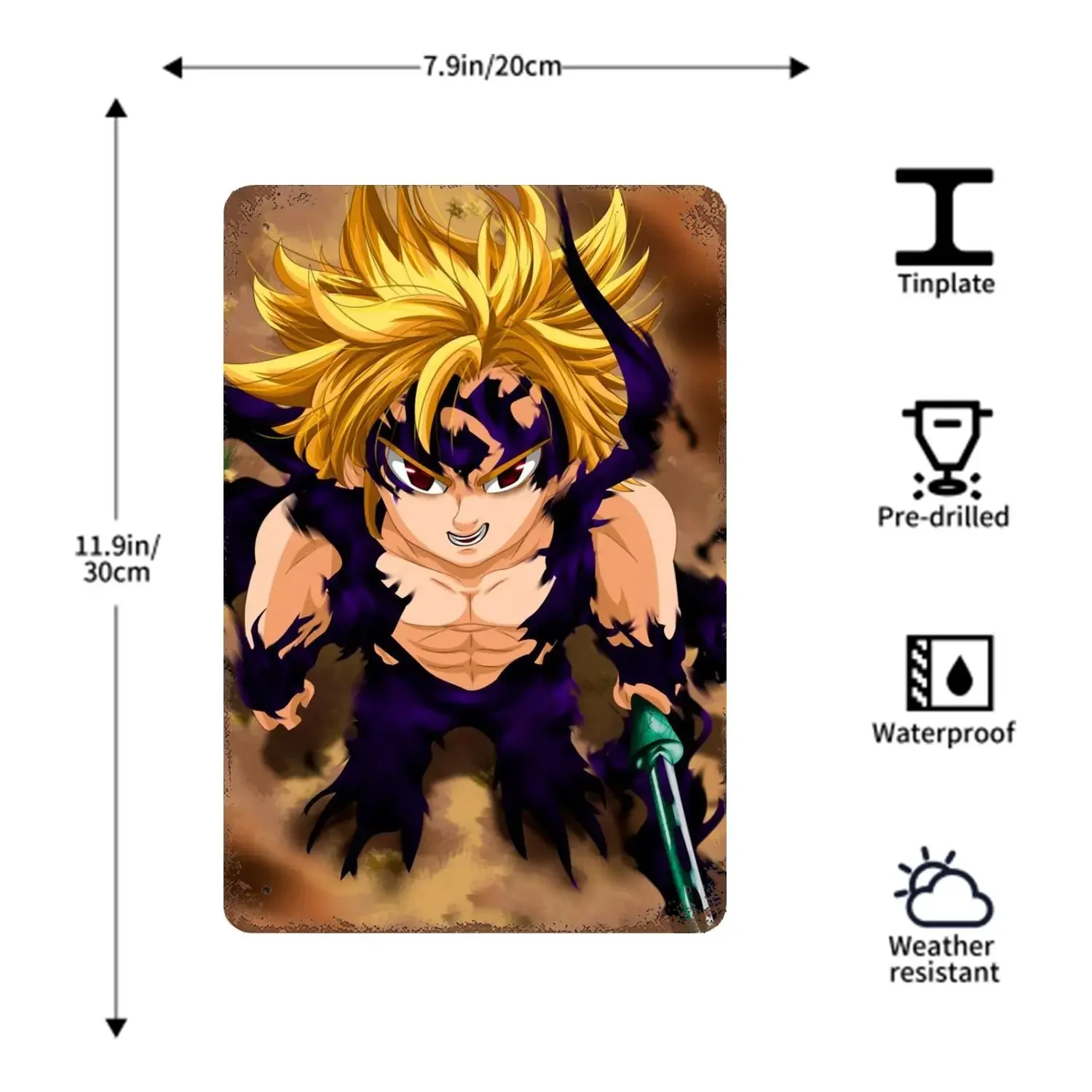 ملصق ديكور أنيمي الخطايا السبع المميتة ، لافتة معدنية قصدير عتيقة ، لوحة زخرفية للحانة ، بار ، كهف رجل ، ديكور حائط النادي #6