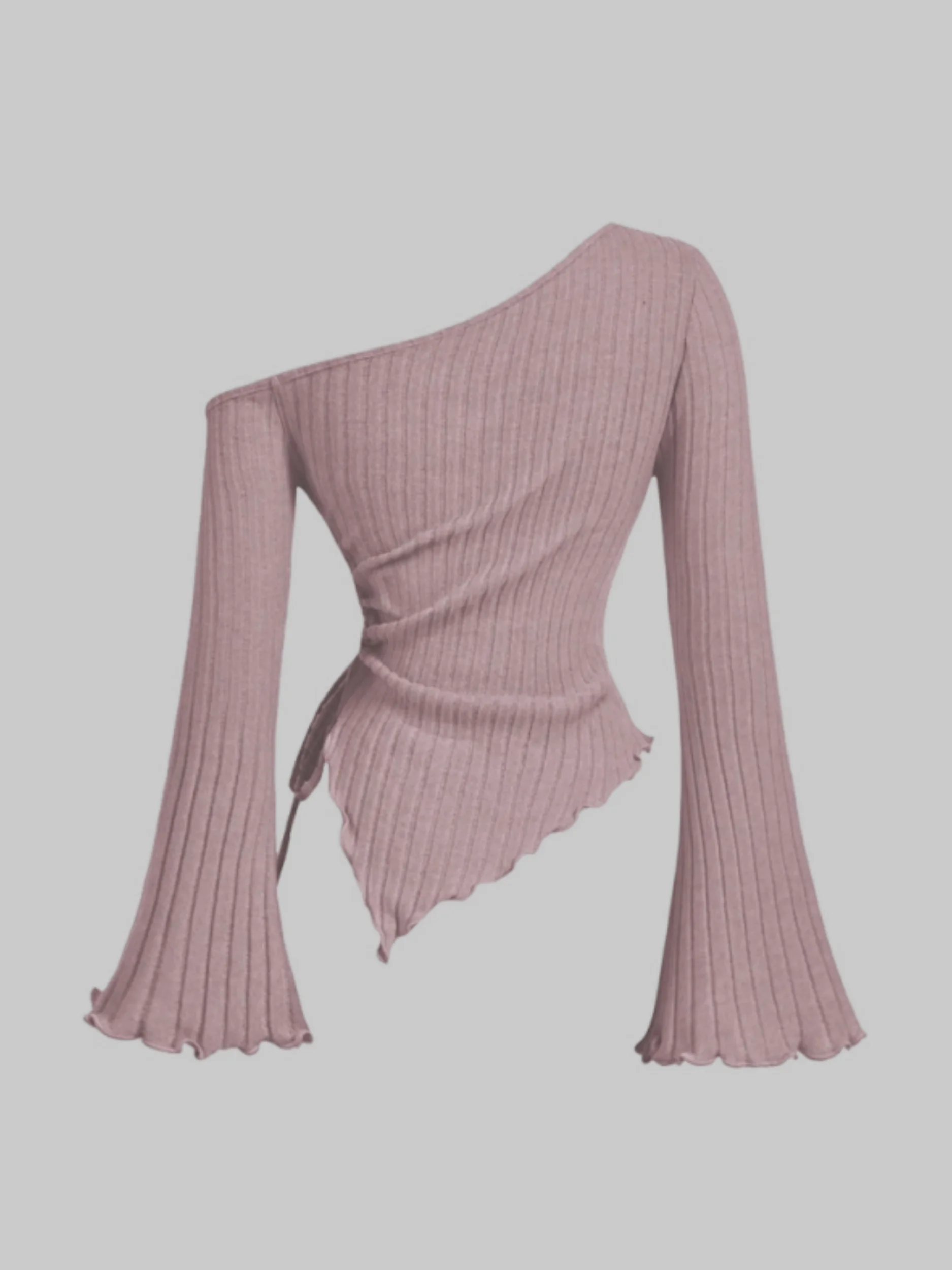 Uma nova camiseta de manga comprida com estampa de leopardo e gola elegante fora do ombro para mulheres