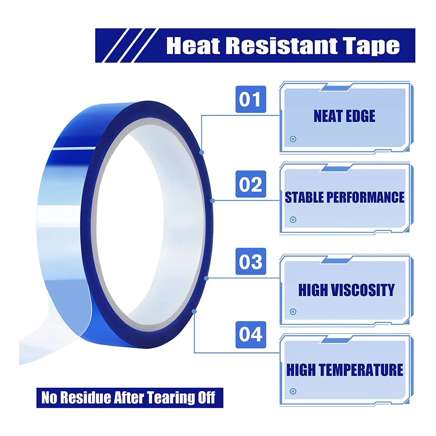 WHOLESALE LOT 6 Rolls 20Mm X33M Blue Heat Tape High Temperature Heat Resistant Tape Heat Transfer Tape For Heat Sublimation Pres