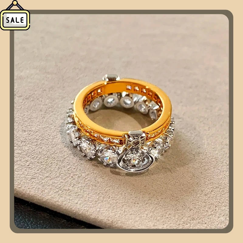 

Unique Double-stackable Saturn Ring Duo, Elegant Jewelry Piece for Women to Elevate Style & Sophistication