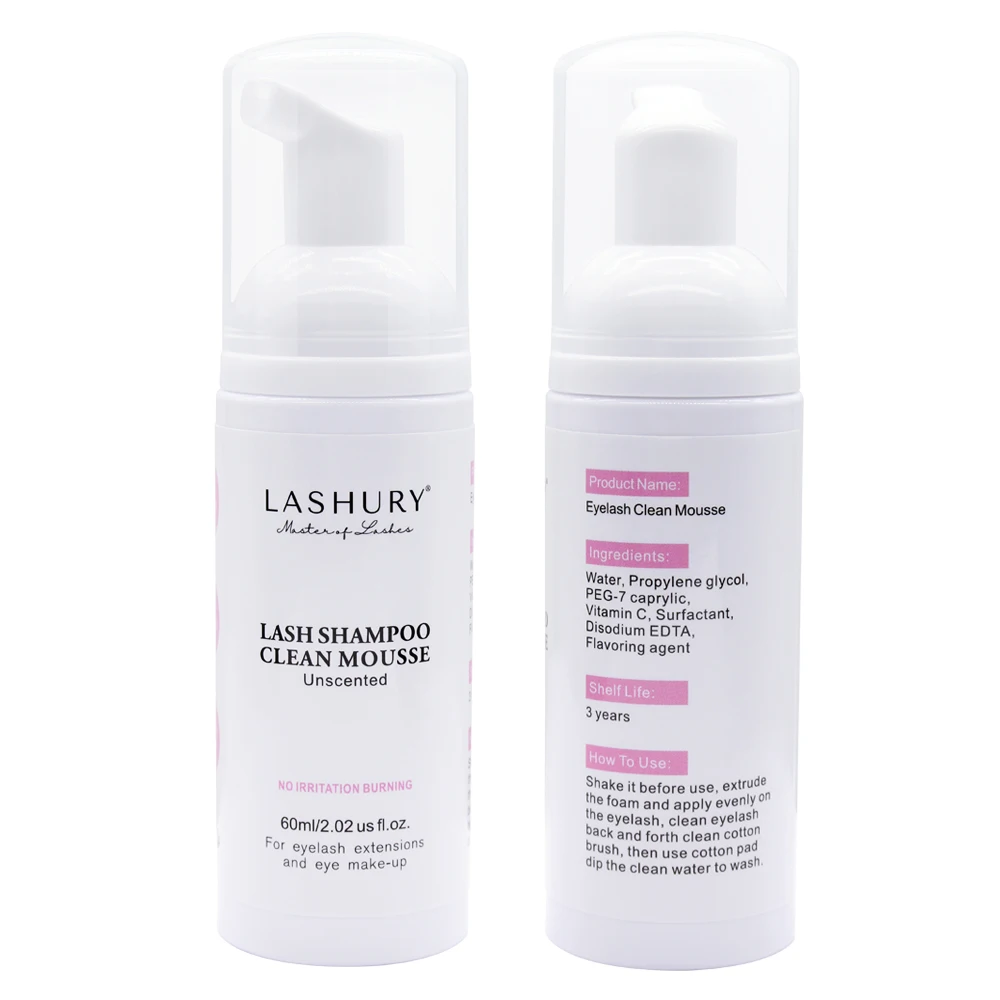 Lashury 60ml Eyelash แชมพูอ่อนโยนทําความสะอาดขนตา Grafting EXTENSION Eyelashes Mousse โฟมขนตาเฉพาะทําความสะอาด