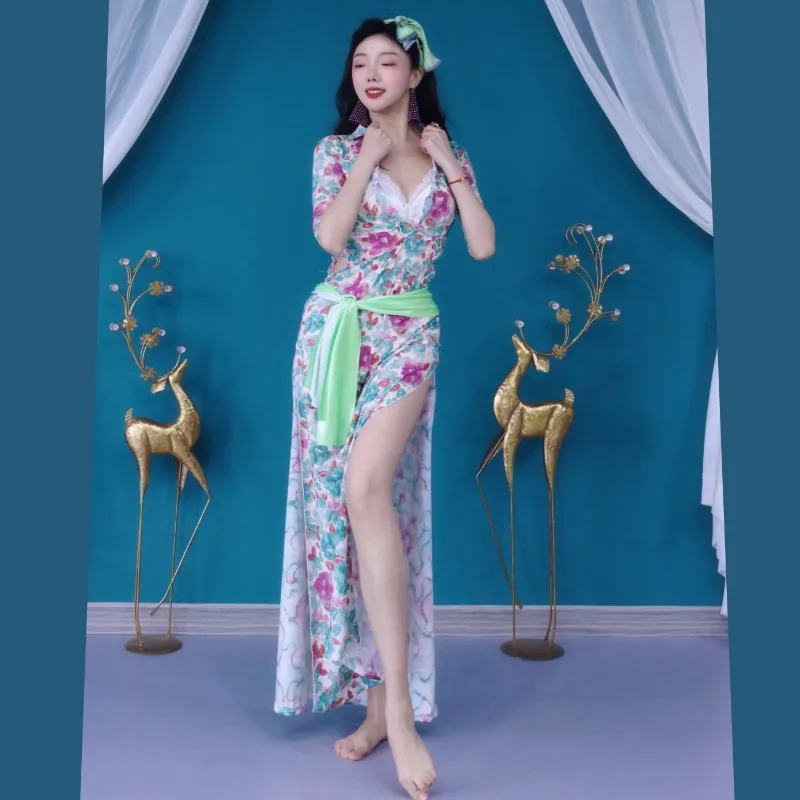 Aangepaste nieuwe buikdans kostuum oefenjurk Folk Robe Balady Shabby Saidi Design beginners groepsdansjurk