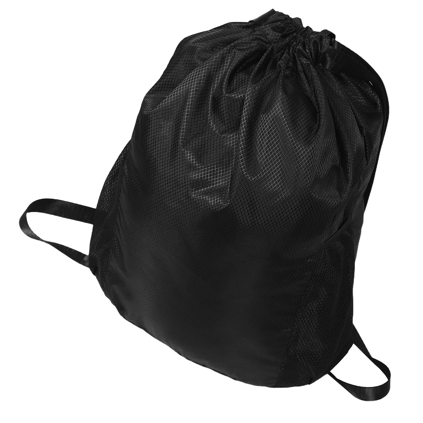 Black Large Drawstring Backpack Size L Lightweight Oxford Cloth Gym Bag Travel Fitness Outdoor Workout Storage