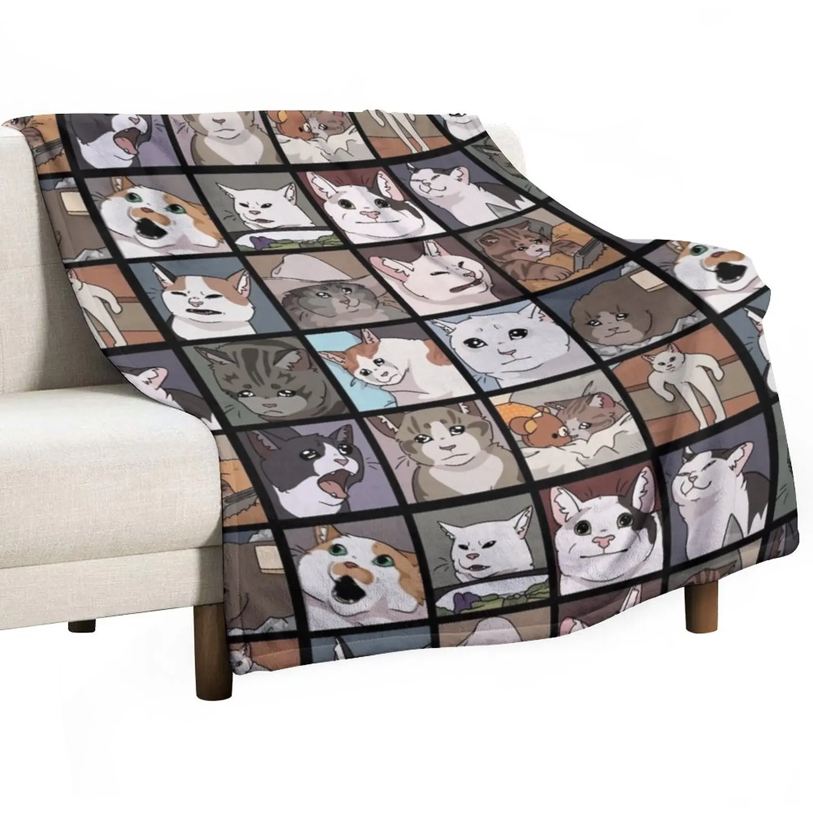 

Meme Cats 2.0 Throw Blanket Blanket For Decorative Sofa Flannel Blanket