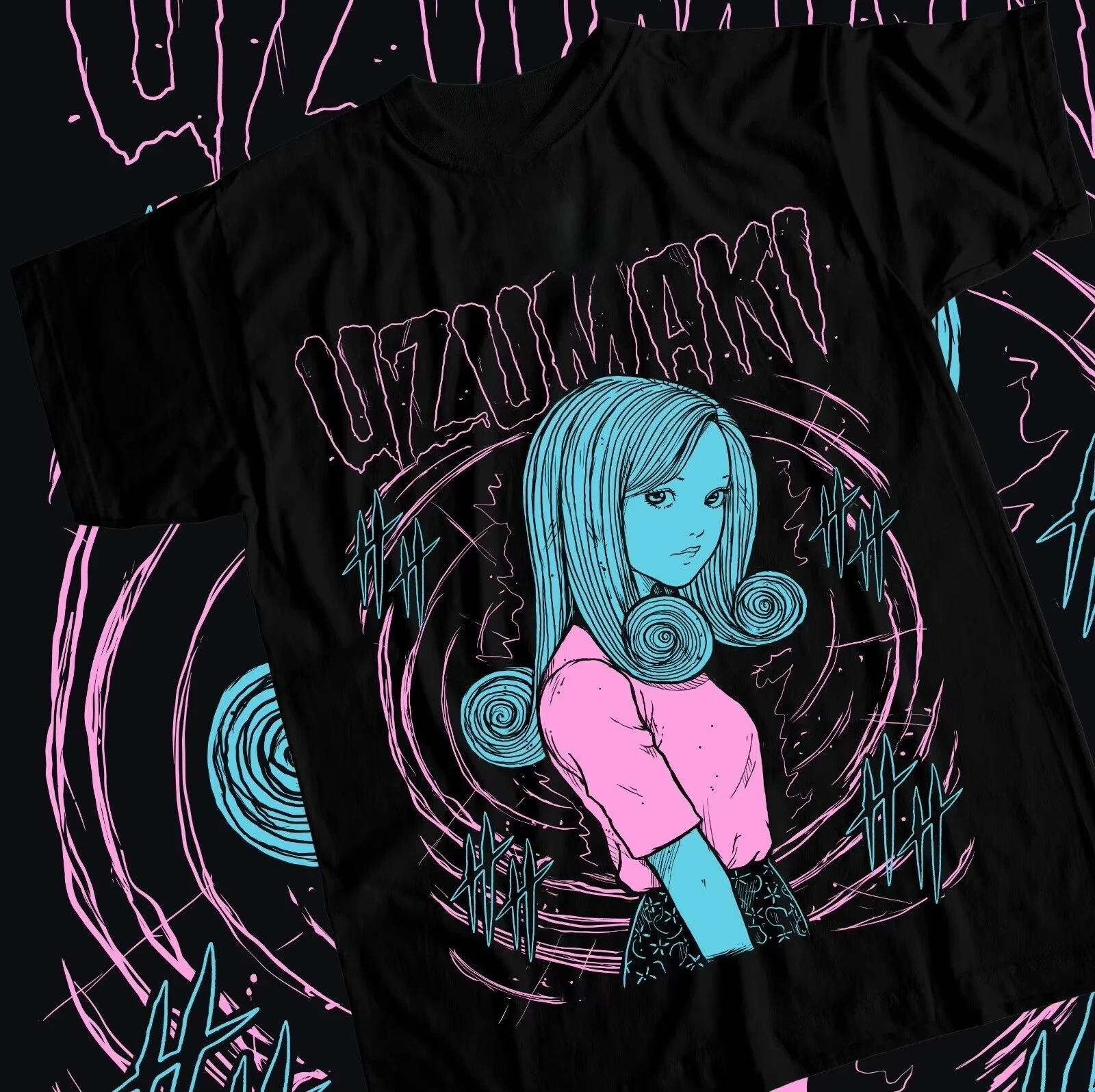 

Ito Junji Manga T-shirt Men's And Women's Cotton Heavy Retro Printing Loose Short Sleeves Stylish Comfortable Round-neck T-shirt