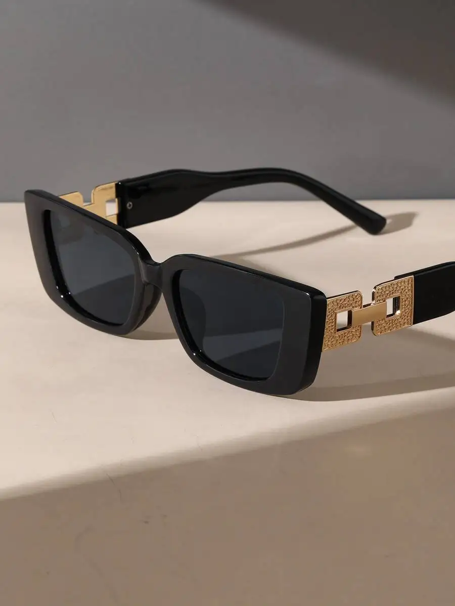 1pair Vintage Plastic Frame Geometric Eyeglasses Shades With Changeable Legs For Outdoor Travel Fashionable Decorative Fashion Glasses Shades Beach Accessories Beach Accessories For Women Glasses Shades Basics Fall Winter Women Outfits Clothes Business view 3