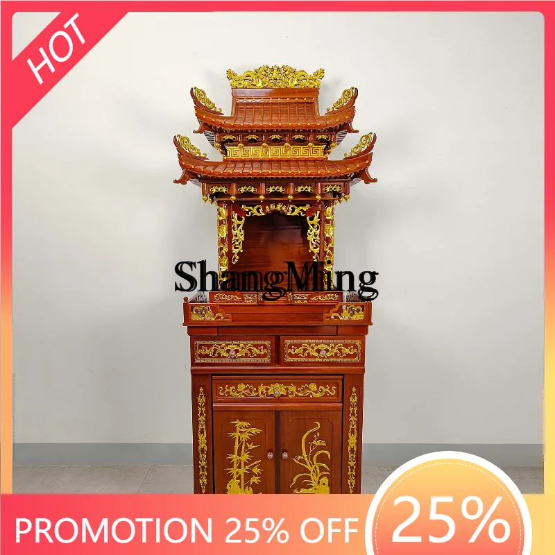 

CL Shrine with Door Eaves Chinese Buddhist Shrine Shrine Table Rural Household God of Wealth Cabinet Gongma Hall