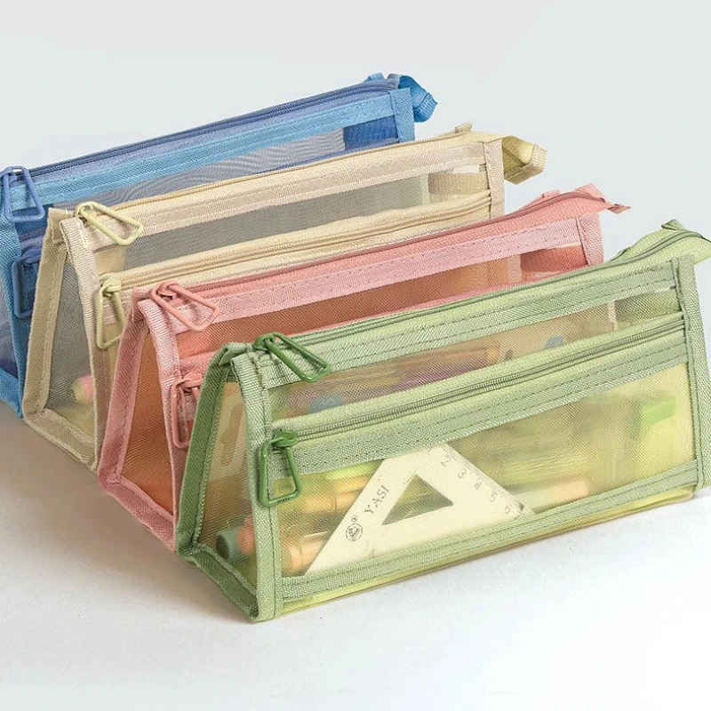 Large Capacity Student Stationery Bag Transparent Mesh Simple Design High Aesthetic Value Ins  Korea Japanese Exam Pen Bag