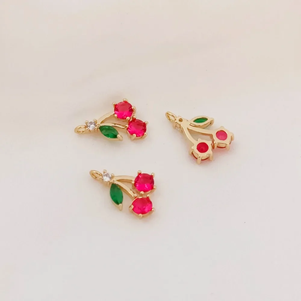 

Accessories: 14K gold-plated and zircon fruit pendant, cherry pendant, earrings, diy handmade jewelry materials