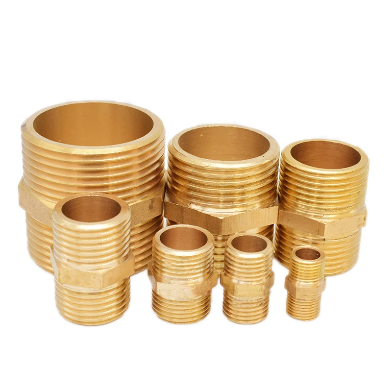 Brass Pipe Hex Nipple Fitting Quick Coupler Adapter 1/8 1/4 3/8 1/2 3/4 1 BSP Male to Male Thread Water Oil Gas Connector