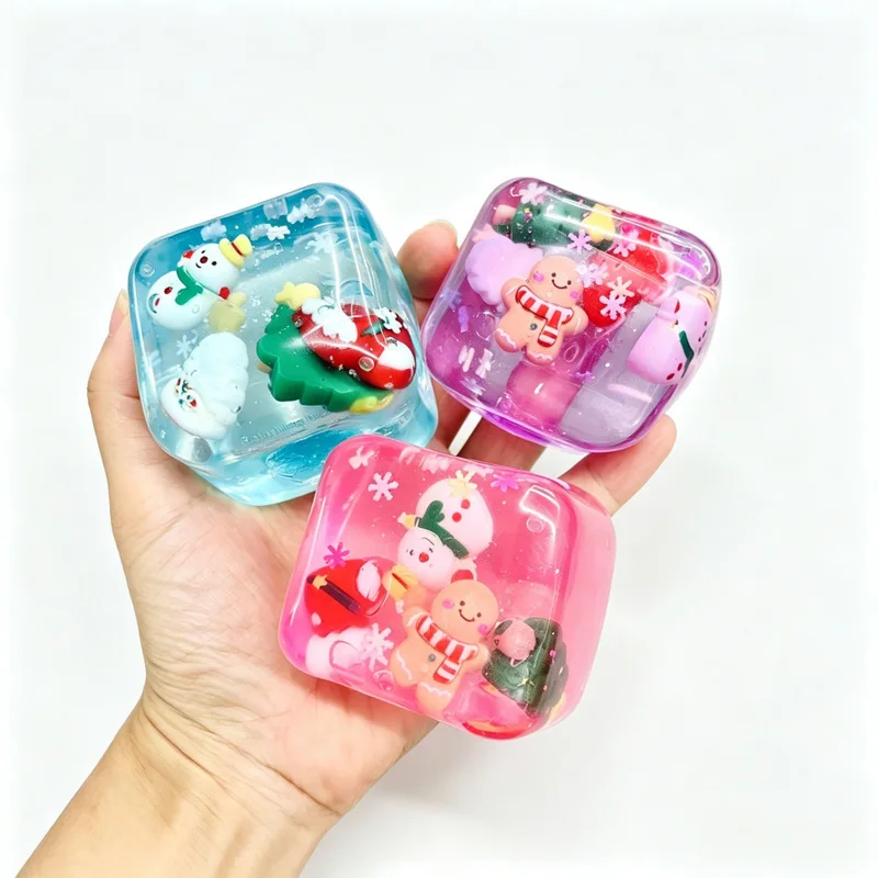 Christmas Squishy Toy Maltose Block Stress Reliever Santa Claus Gingerbread Man Squeeze Sensory Decompression Toy For Adults