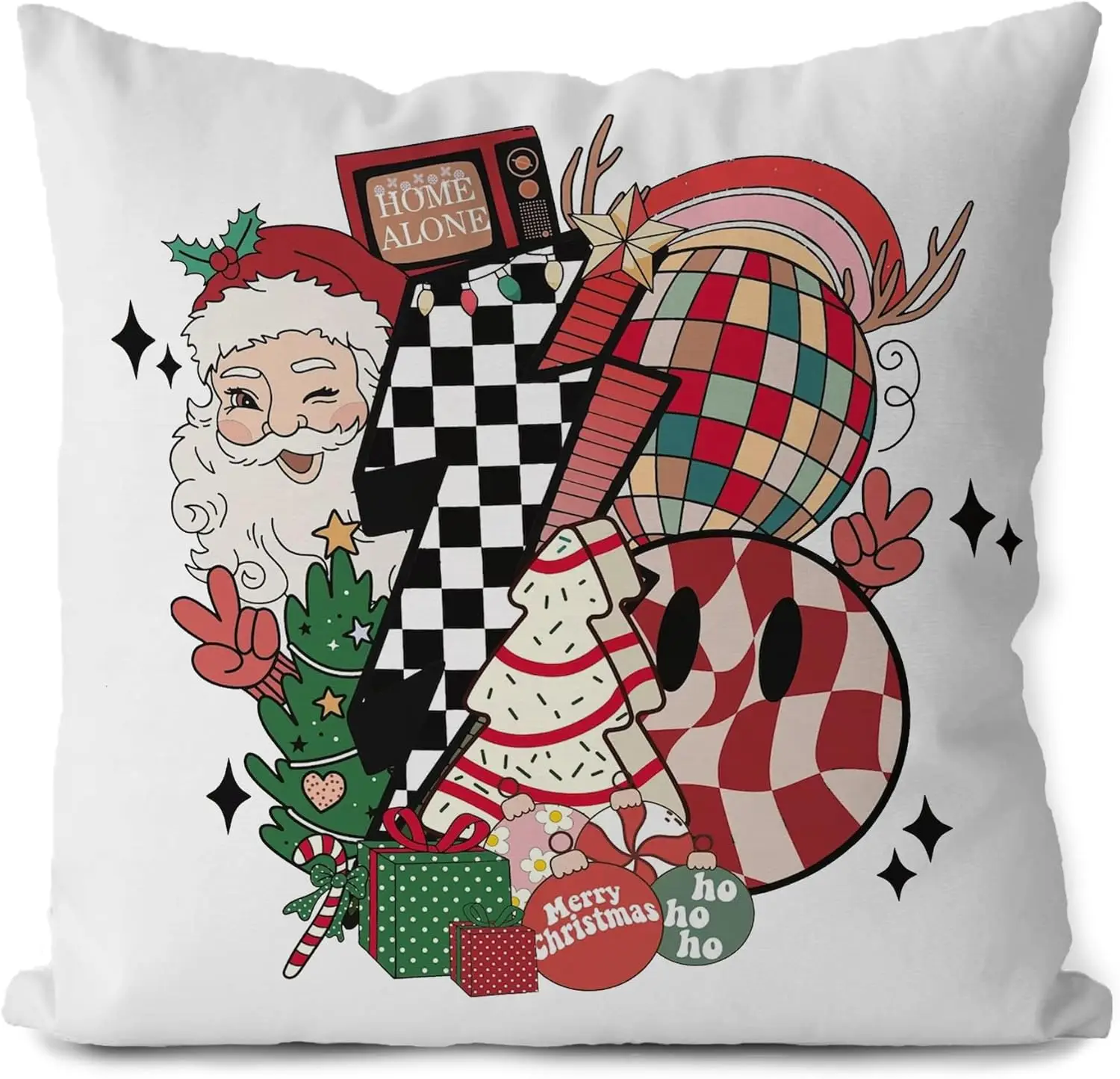 

1pc Christmas Howdy Santa Pillow Covers 18x18in Holiday Party Decorations Retro Xmas Santa Claus Decorations,pink Christmas