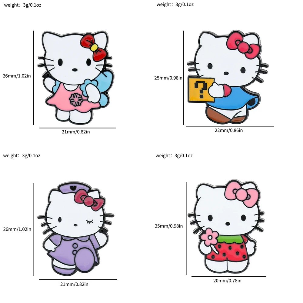 Sanrio Anime Hello Kitty Enamel Pins Kawaii Hello Kitty Brooch Cartoon Cute Badge Versatile Accessories for Clothing Bag Pins