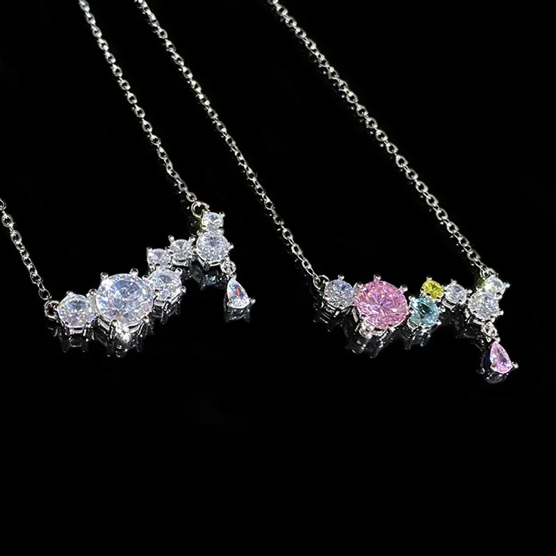 

MDL Moissa!ite Style Original Design Japanese Cherry Blossom Pink Candy Pendant 18k Plated 3A Zirconia Diamond Necklace