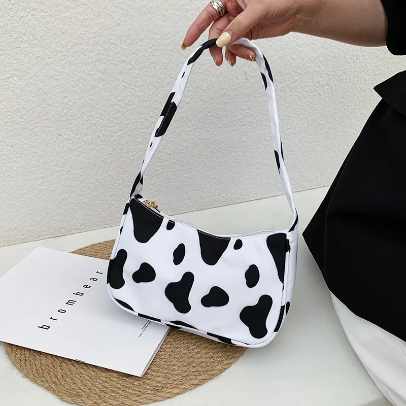 Women Shoulder Bag Fashion Animal Pattern Print Bag Casual Nylon Butterfly Leopard Zebra Cow Print Women Handbag Underarm Bags