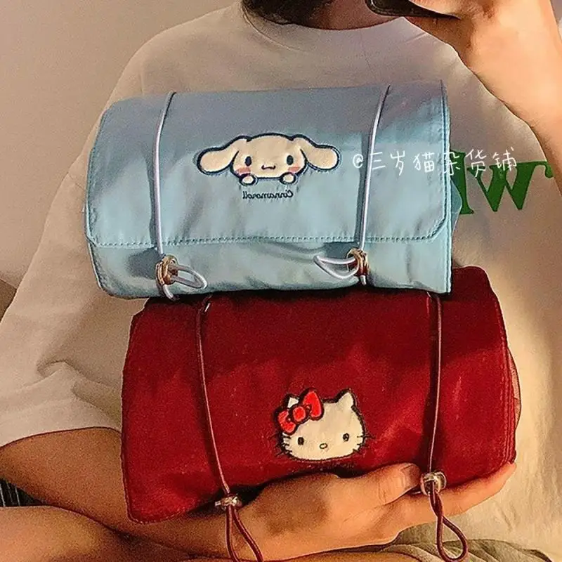 

Sanrio Kawaii Makeup Bag Japanese Cartoon Cinnamoroll Hello Kitty Mymelody Multi Functional Large Capacity Storage Bag