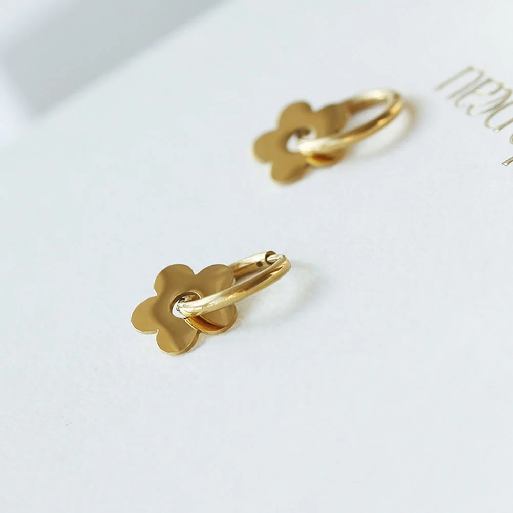 Boucles d'oreilles fleur en or uniques pour femmes, chic, cerceau tendance pour adolescentes avec breloques pendantes