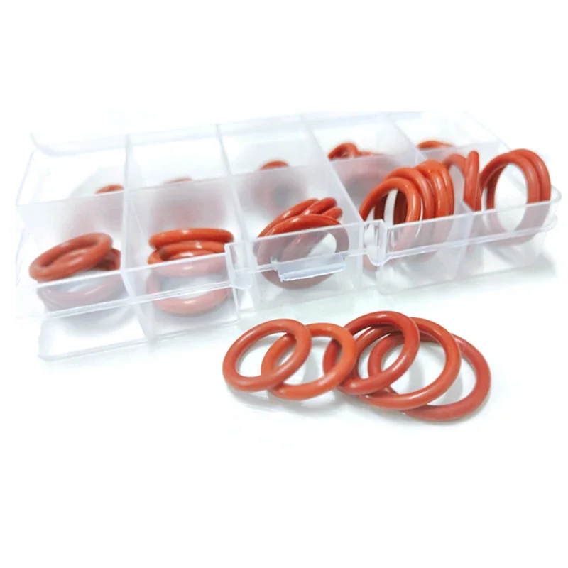 50-200Pcs Silicone O Ring Sealing Washer Red VMQ O-ring Gasket Waterproof Oil Resistant High Temperature Oring Assortment Kit