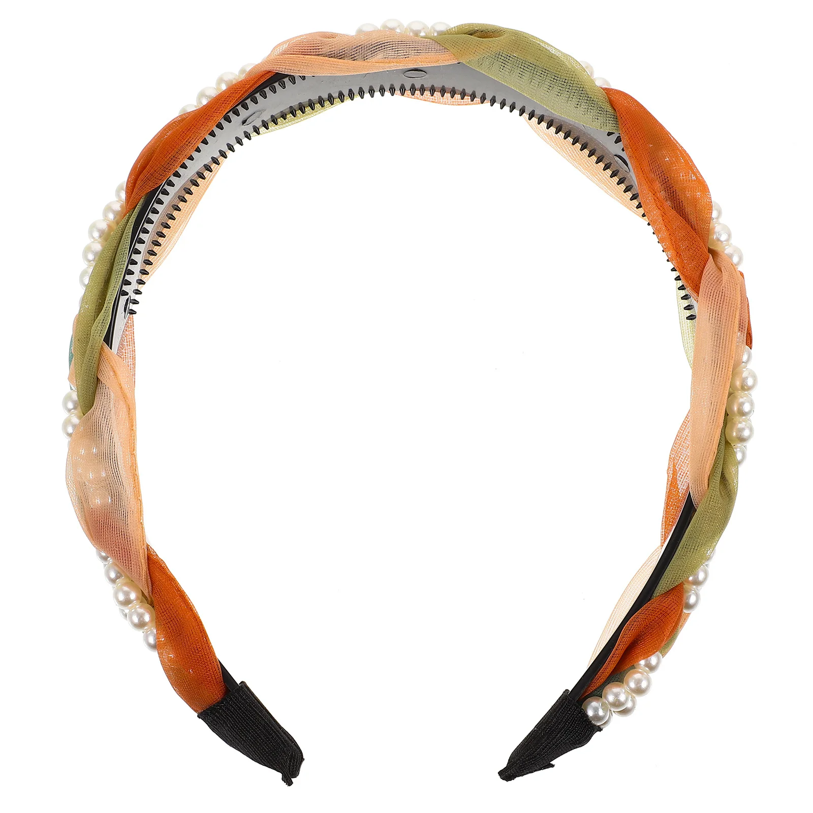 

Широкая красочная сетчатая повязка на голову с жемчужным акцентом, безопасная повязка для волос для женщин, идеальный вечерние свадебные аксессуары, женские повязки на голову