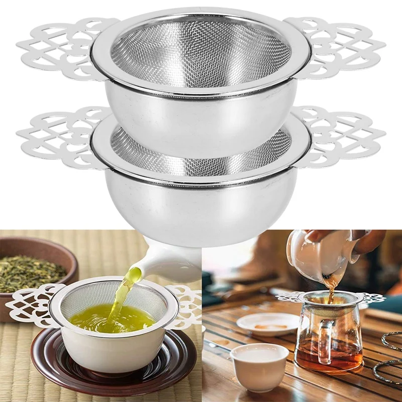 Nieuwe 6-Pack Theezeefjes Met Druppelkom, 2.5 Inch Theefilters Voor Losse Thee, Roestvrijstalen Mesh Thee-Infuser Met Handvat