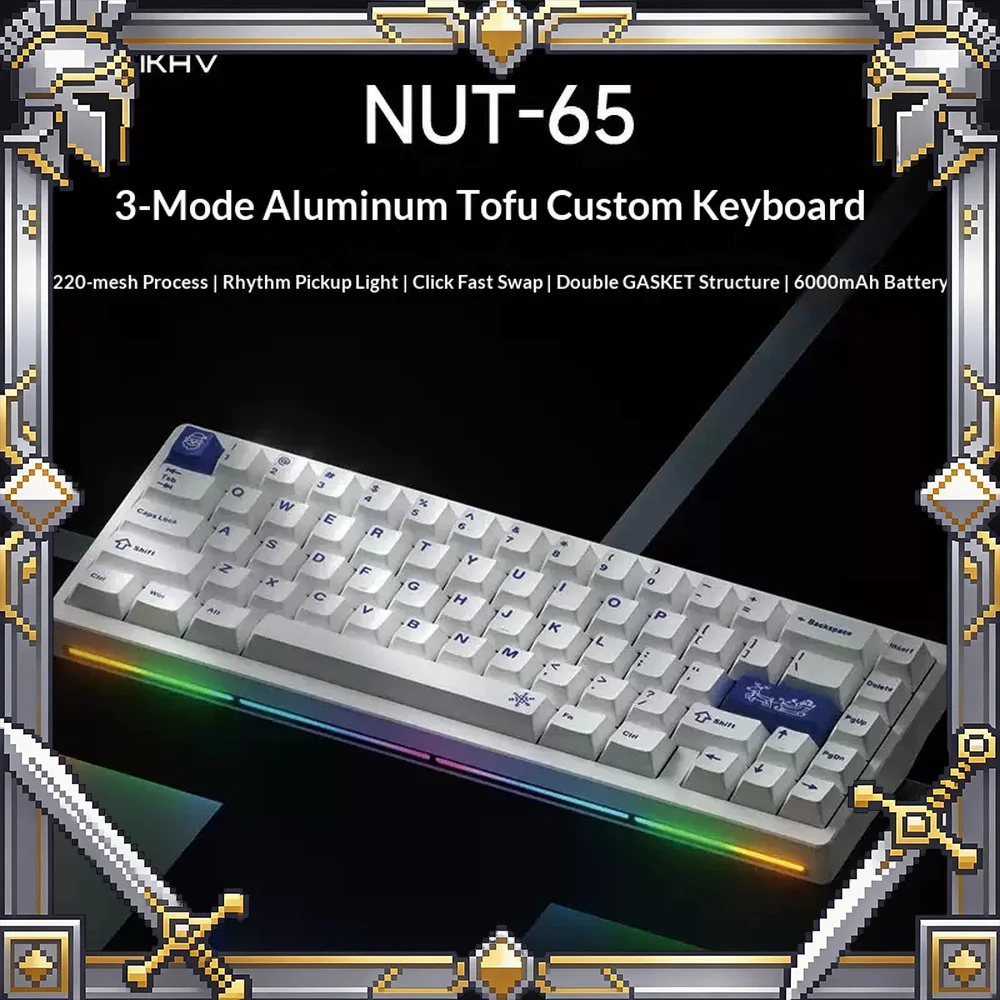 WEIKAV NUT87 87-Key Dual 8K Tri-Mode Aluminum Mechanical Keyboard Hot-Swappable RGB For Gifts