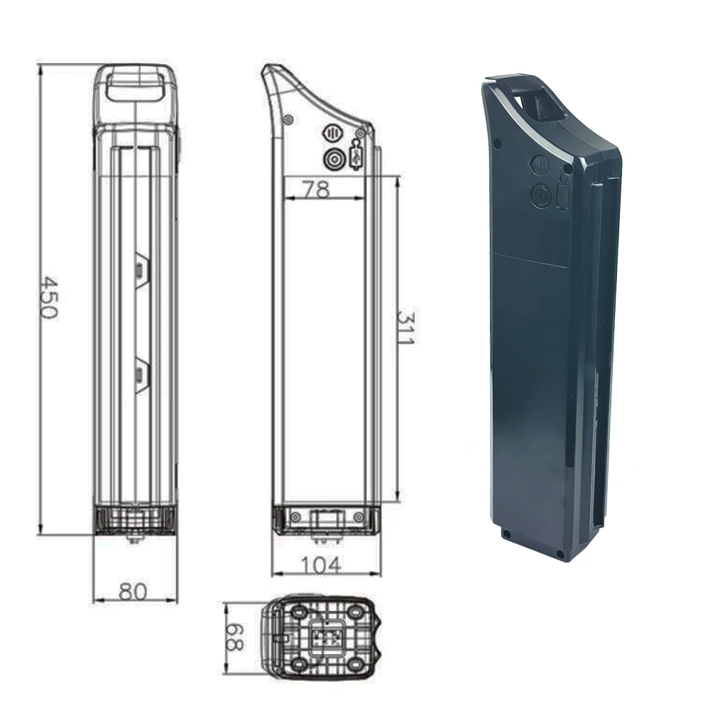 Replacement Lithium Battery, 48V 17.5Ah, Silver Fish, Mid Tube Akku for 250W 500W FR-TDN05Z Folding Fat Tire Ebike with Charger