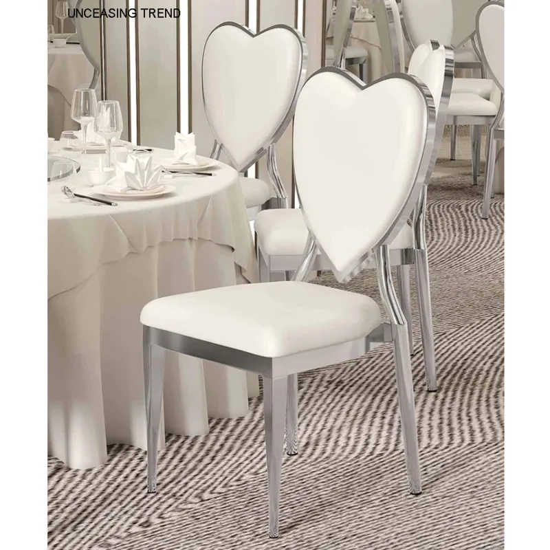 Romantic Wedding chair elegant silver dining chair Light Luxury party hotel chair love Dressing soft stool hall ceremony stool