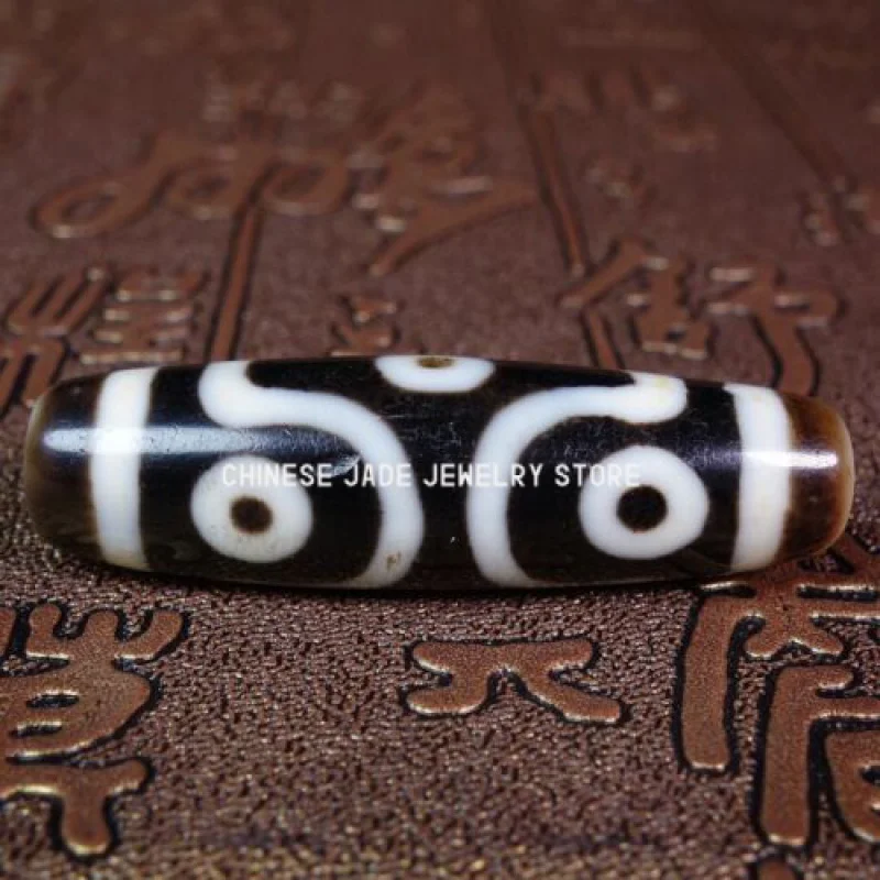 

Древние тибетские бусины DZI Старый Агат молочный белый 6 глаз тотем амулет кулон #1704