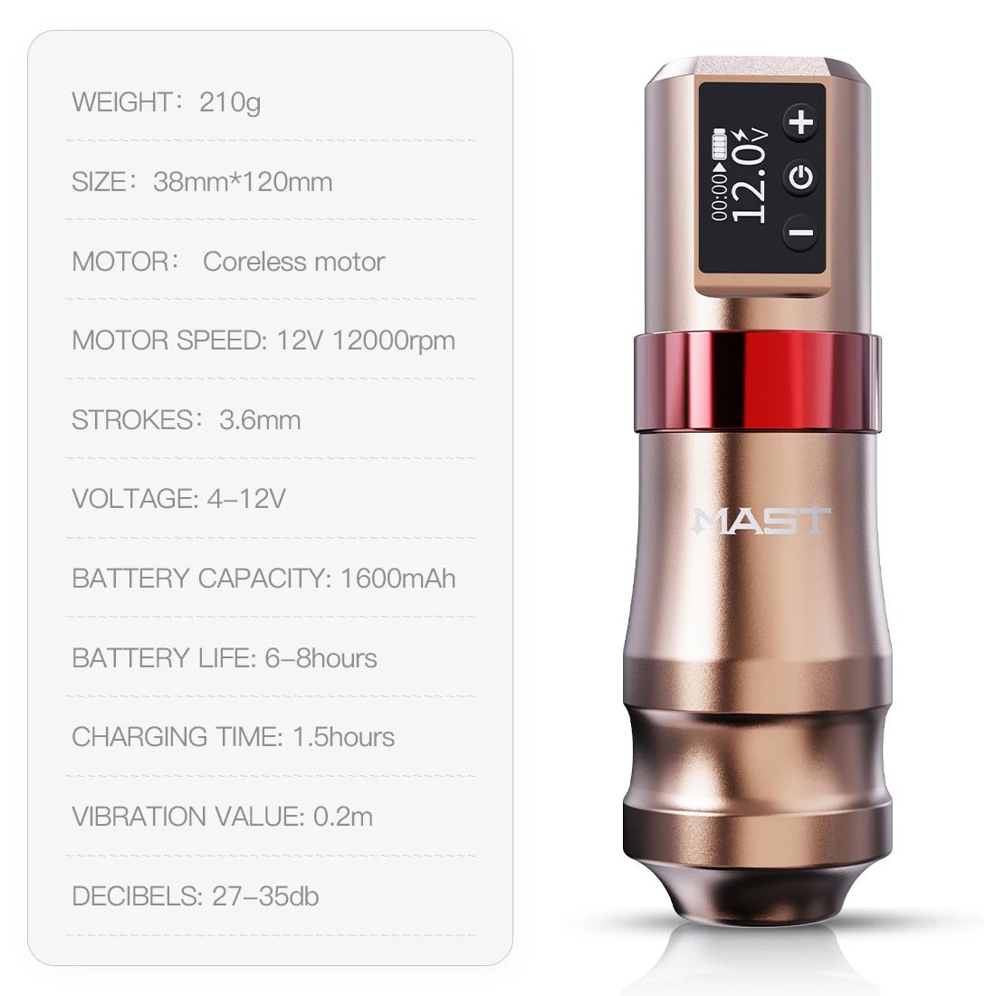 ماست ميني كيت كورليس موتور 1600 مللي أمبير قدرة عالية 2 بطاريات وكابل RCA 3.6 مللي متر السكتة الدماغية مجموعة ماكينة رسم الوشم التجميلي الكاملة #5
