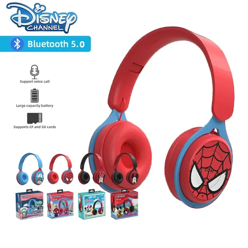 Disney Marvel Y08 Steel Mickey Wireless Earphones Blutooth Surround Stereo Foldable Earphones Laptop Earphones with Microphone