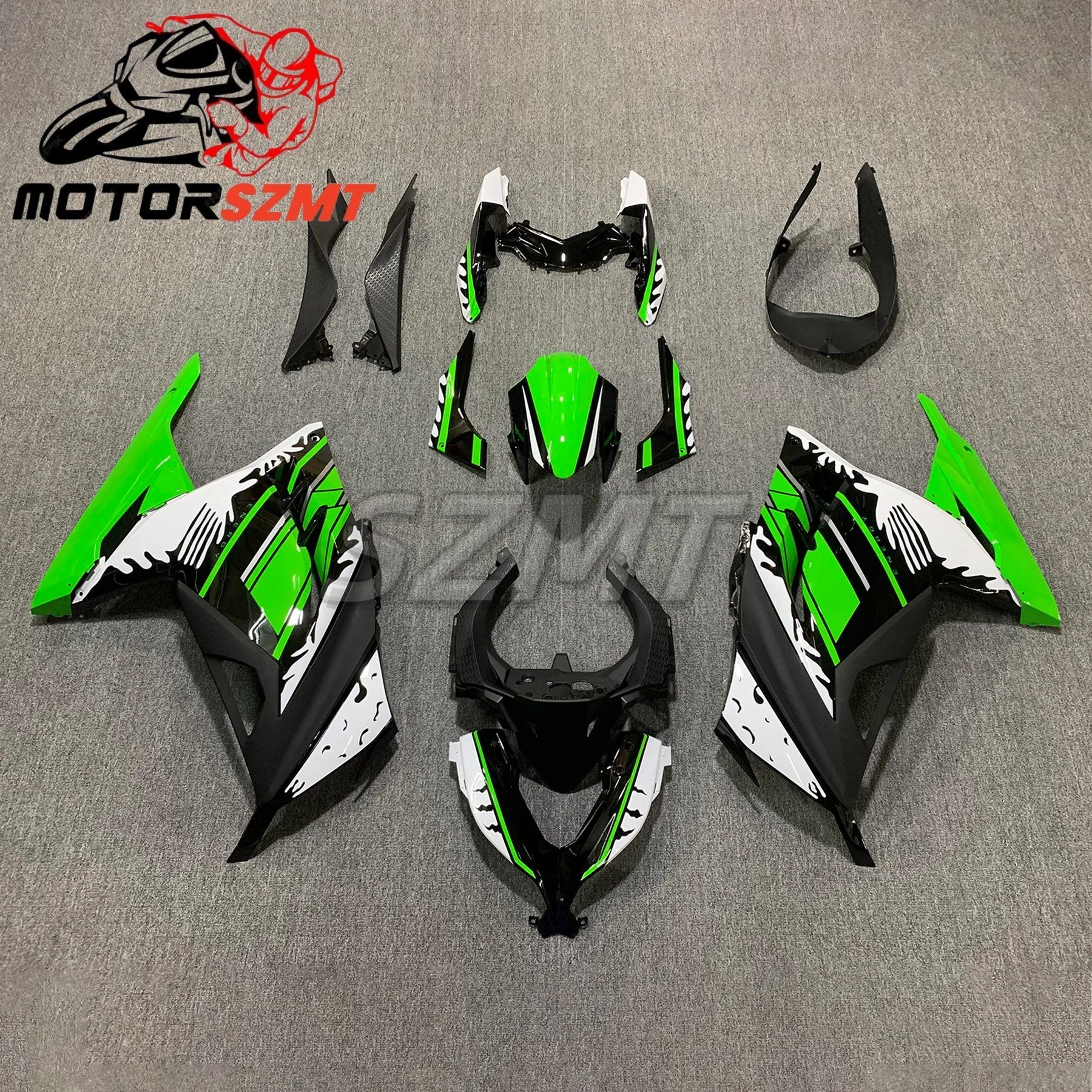 

Fit for Ninja 300 Bodywork Bright green black stripe print Cowling For Ninja300 Full Fairing Kit 2013-2014-2015-2016-2017