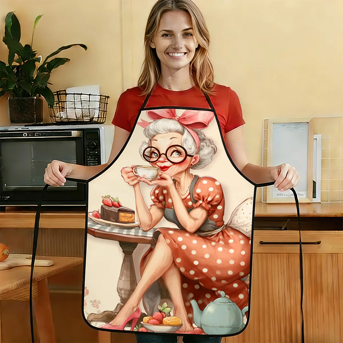 Vintage Baking Lady Apron Kitchen Apron Funny Retro Cook Apron Gift for Baker Friends