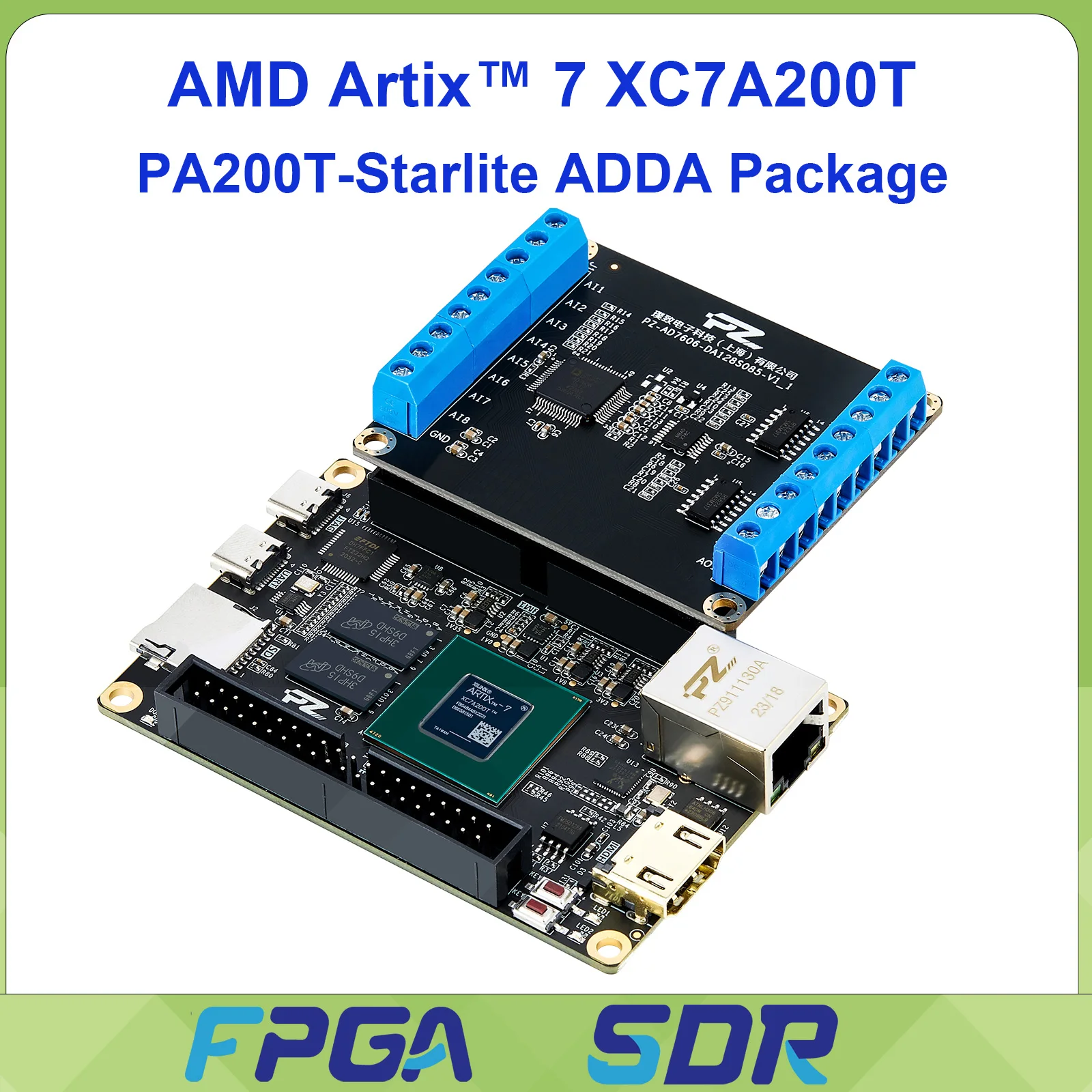 

Puzhi PA200T-StarLite Плата разработки FPGA Посылка ADDA AD7606 PZ7606 Основная плата Xilinx Artix7 A7 35T 75T 100T 200T MIPI