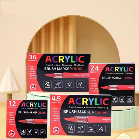 12-48 Colors/Box Christmas-Themed Marker Set - Soft-Tip Straight Liquid Acrylic Markers For DIY Holiday Doodle Art Painting