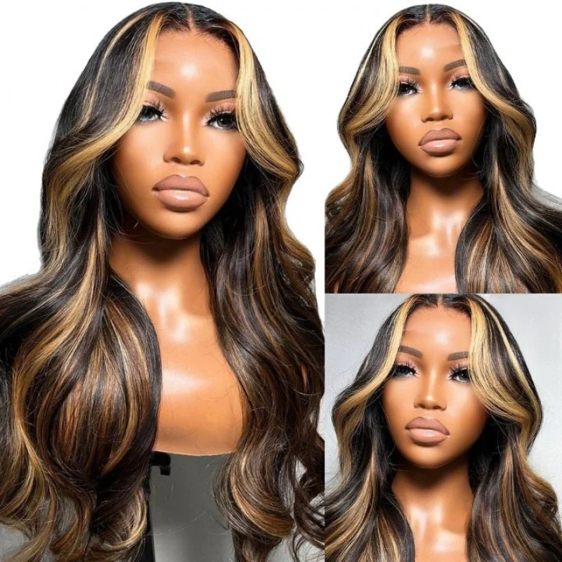 Highlight Ombre Front 13x6 Wavy Lace Glueless Wig