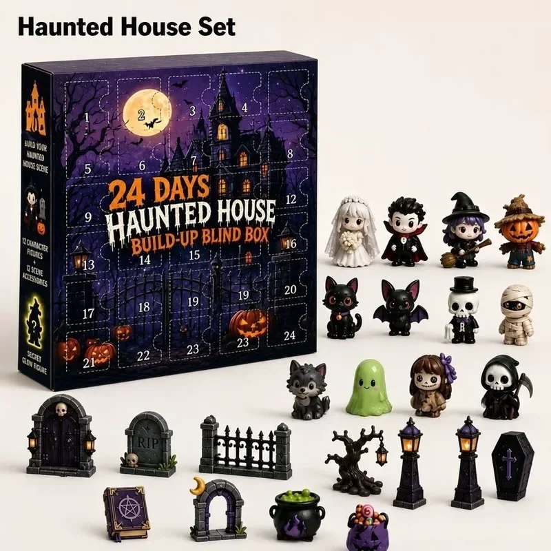 Halloween Advent Calendar 2026, 24 Days Countdown with 24pcs Horror Movie Mini Figures, Spooky Gifts for Kids Adults Horror Fans