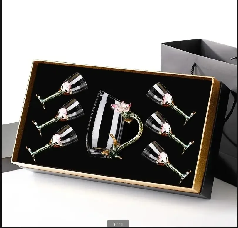 

Wine Glass Set Glass Barware 7 Piece Set White Wine Glass Wine Dispenser Shot Glass Wine Sets Bar Sets Exquisite Gift Box