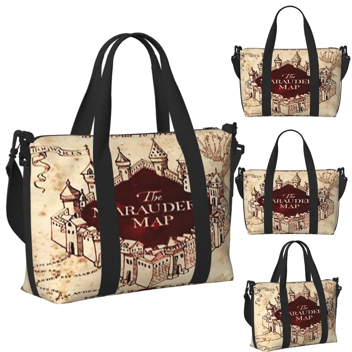 

Custom Marauders Magic Map Beach Travel Bag Large Capacity Tote Bags for Gym Yoga Women Shopping Duffle Shoulder Bag