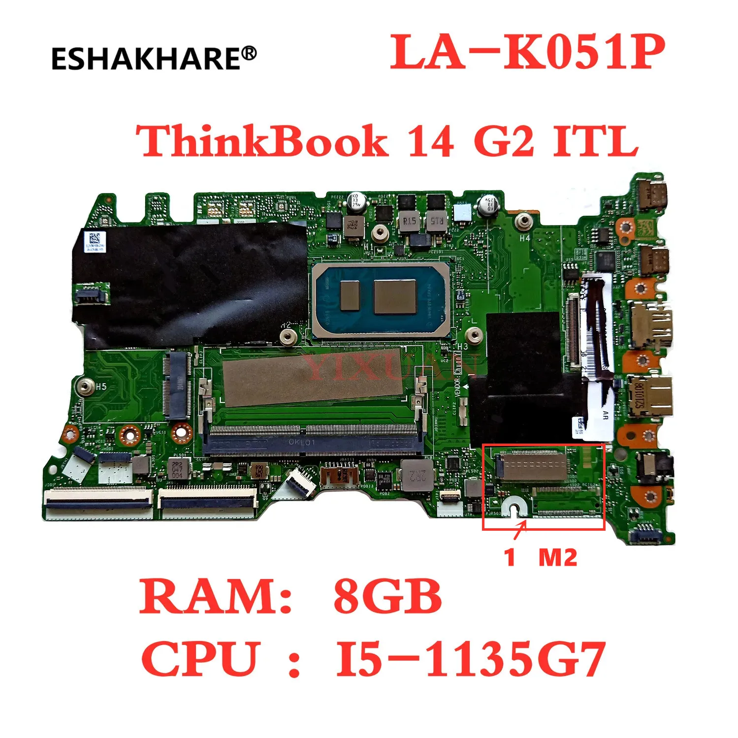 

FLV34 LA-K051P LA-K052P Motherboard For Lenovo ThinkBook 14 G2 ITL Laptop Motherboard With CPU I5 1135G7 RAM 8G 100% Test OK