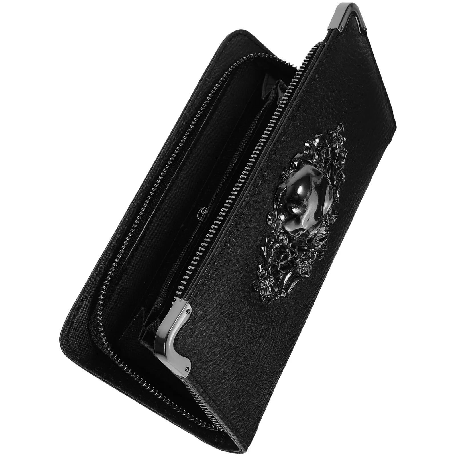 Versione coreana lunga retrò punk modello teschio pochette nera portafoglio da donna donna lungo stile punk retrò modello teschio
